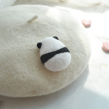 Cute Lady Handmade Wool Panda Back Beret